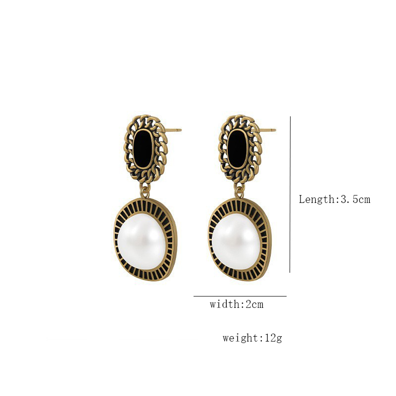 1 Pair Simple Style Round Inlay Alloy Artificial Pearls Drop Earrings display picture 1