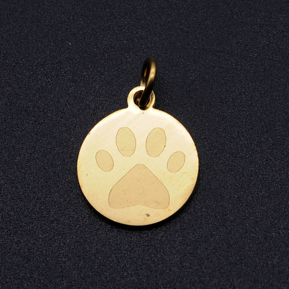 Simple Style Round Paw Print Stainless Steel Polishing Plating Gold Plated Charms Jewelry Accessories display picture 6