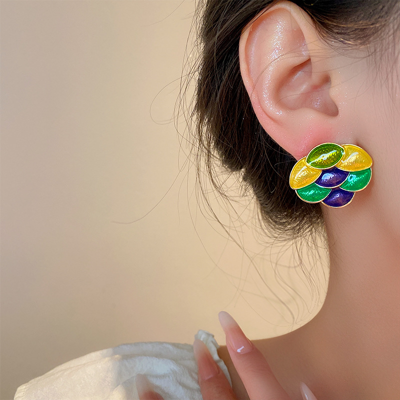 1 Pair Ig Style Simple Style Color Block Enamel Alloy Ear Studs display picture 5