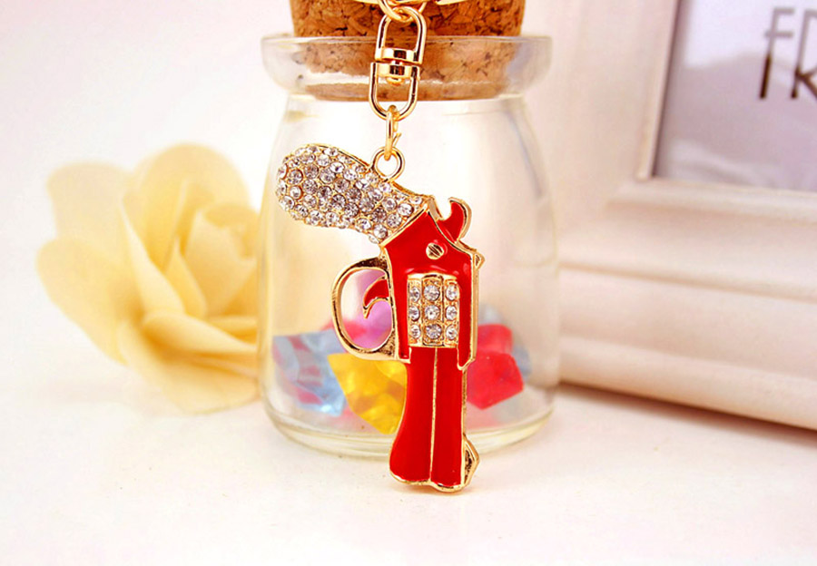 Simple Style Pistol Alloy Inlaid Zircon Unisex Bag Pendant Keychain display picture 3