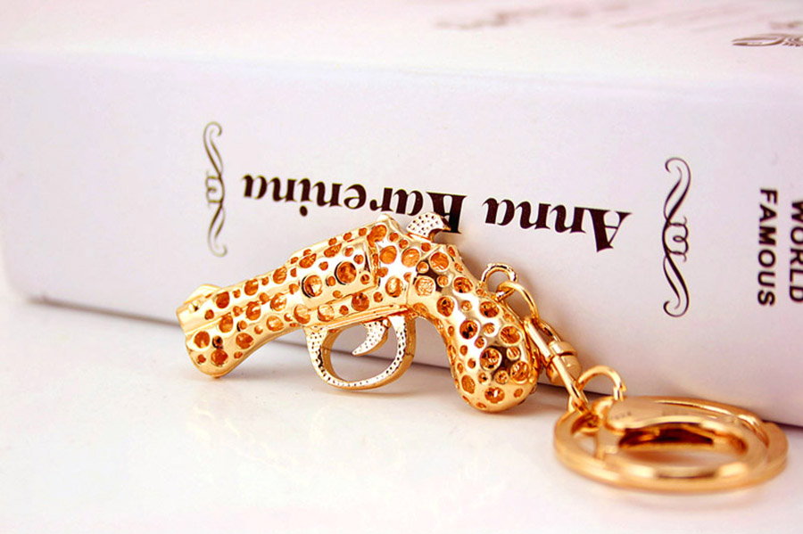 Simple Style Pistol Alloy Inlaid Zircon Unisex Bag Pendant Keychain display picture 5