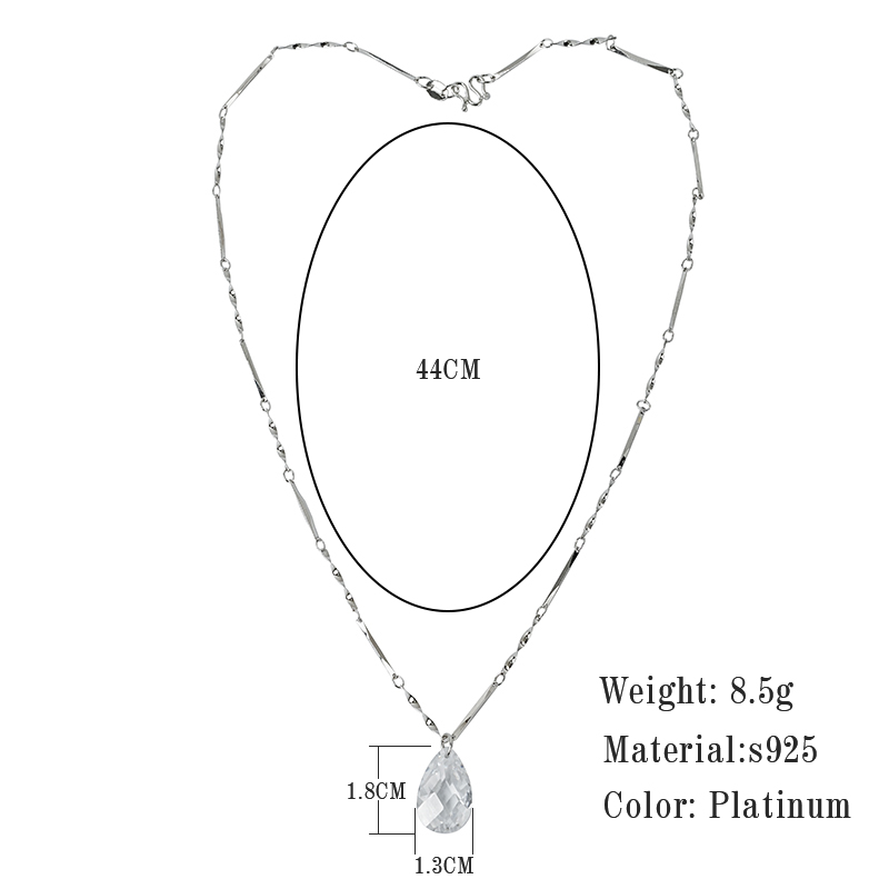 Elegant Shiny Water Droplets Sterling Silver Plating Zircon Platinum Plated Pendant Necklace display picture 2
