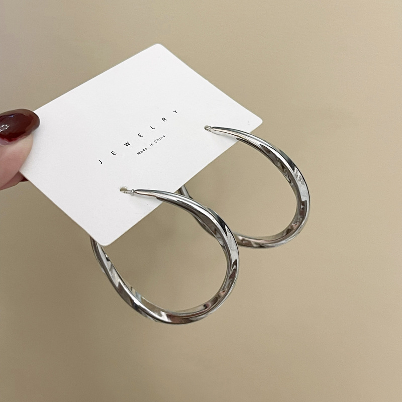 1 Pair Simple Style Solid Color Plating Metal Hoop Earrings display picture 3