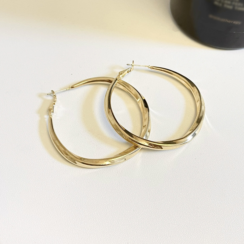 1 Pair Simple Style Solid Color Plating Metal Hoop Earrings display picture 7
