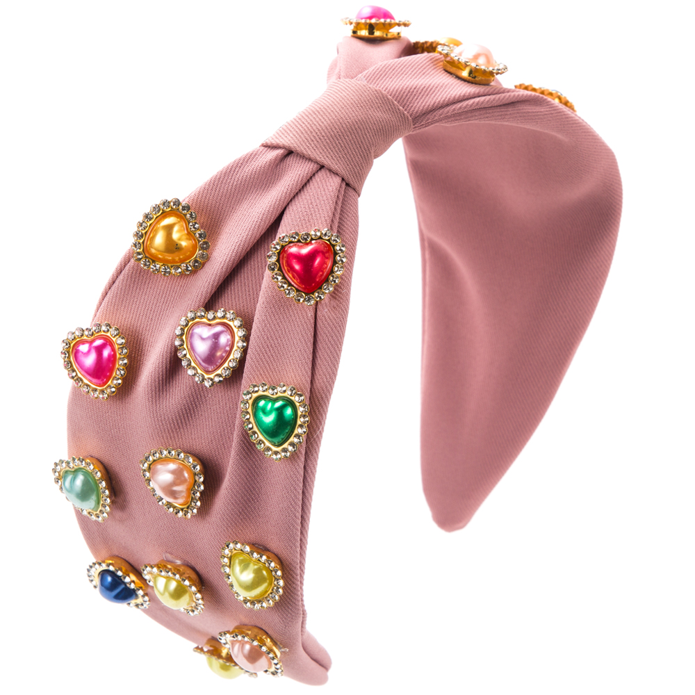 Women's Elegant Classic Style Heart Shape Cloth Inlay Rhinestones Pearl Hair Band display picture 6