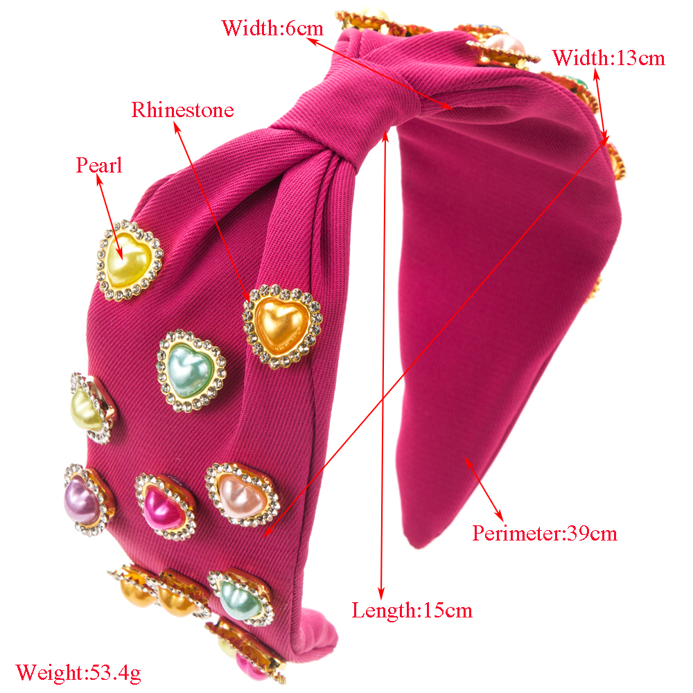 Women's Elegant Classic Style Heart Shape Cloth Inlay Rhinestones Pearl Hair Band display picture 1