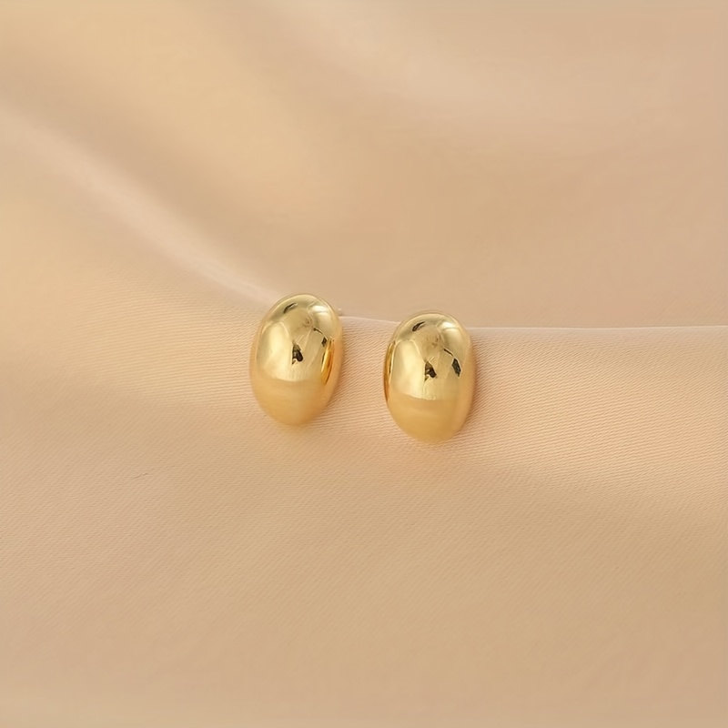 1 Pièce Mignon Dame Ovale Placage Évider Acier Inoxydable Plaqué Or 14K Boucles D'Oreilles display picture 2