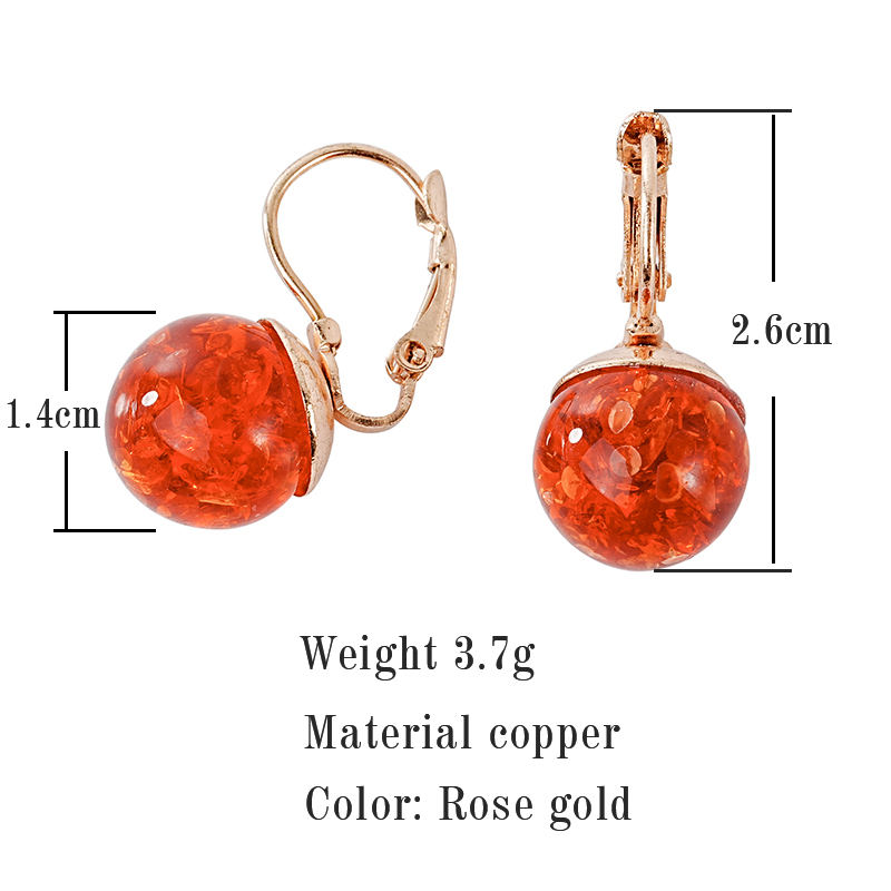 1 Pair Retro Commute Round Plating Inlay Copper Glass Bead Rose Gold Plated Earrings display picture 2
