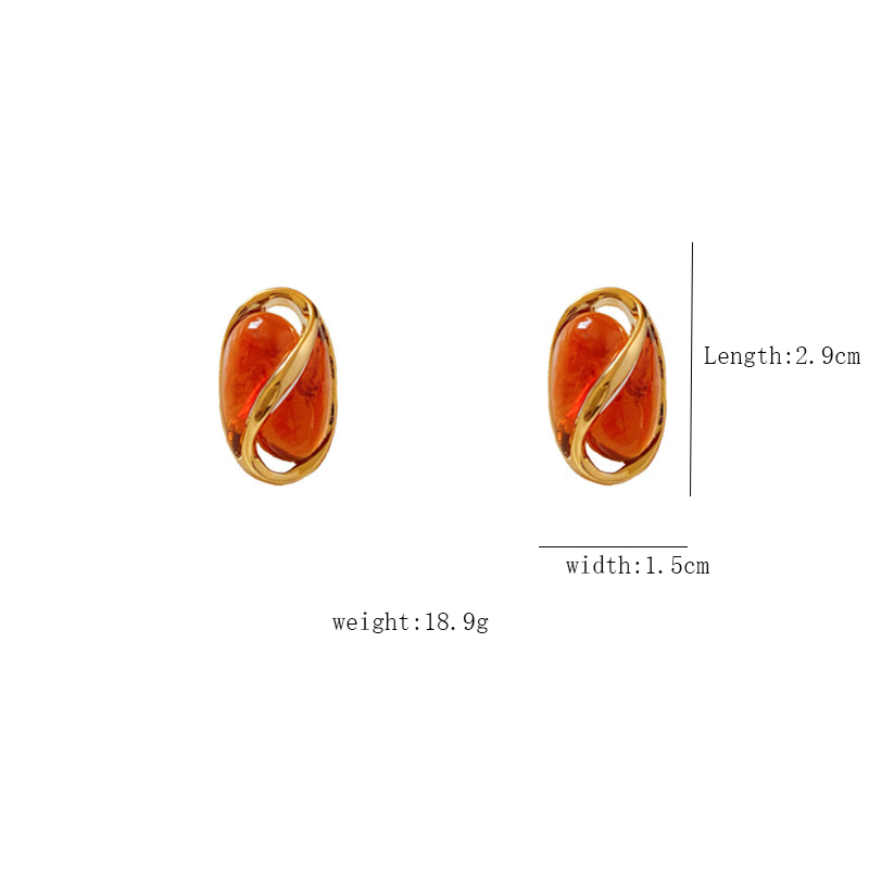 1 Pair Simple Style Oval Water Droplets Inlay Alloy Artificial Gemstones Ear Studs display picture 2