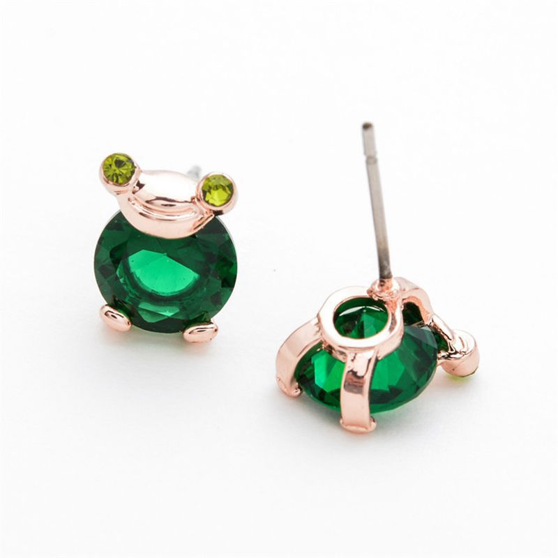 1 Pair Simple Style Classic Style Frog Plating Inlay Copper Zircon Rose Gold Plated White Gold Plated Ear Studs display picture 1
