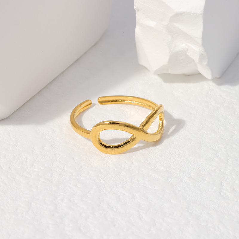 304 Stainless Steel 18K Gold Plated Sweet Simple Style Plating Hollow Out Infinity Open Rings display picture 4
