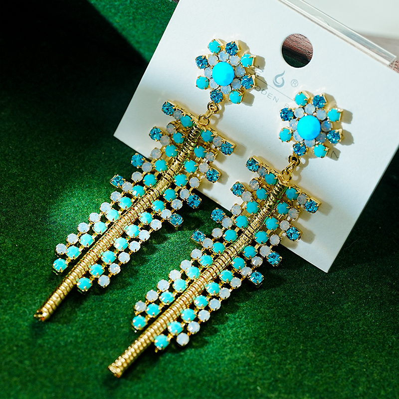 Vacation Bohemian Beach Tassel Flower Copper Plating Inlay Zircon 18k Gold Plated Drop Earrings display picture 3