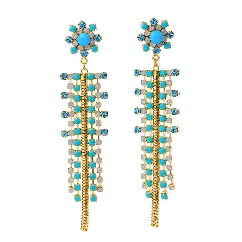 Vacation Bohemian Beach Tassel Flower Copper Plating Inlay Zircon 18k Gold Plated Drop Earrings display picture 1