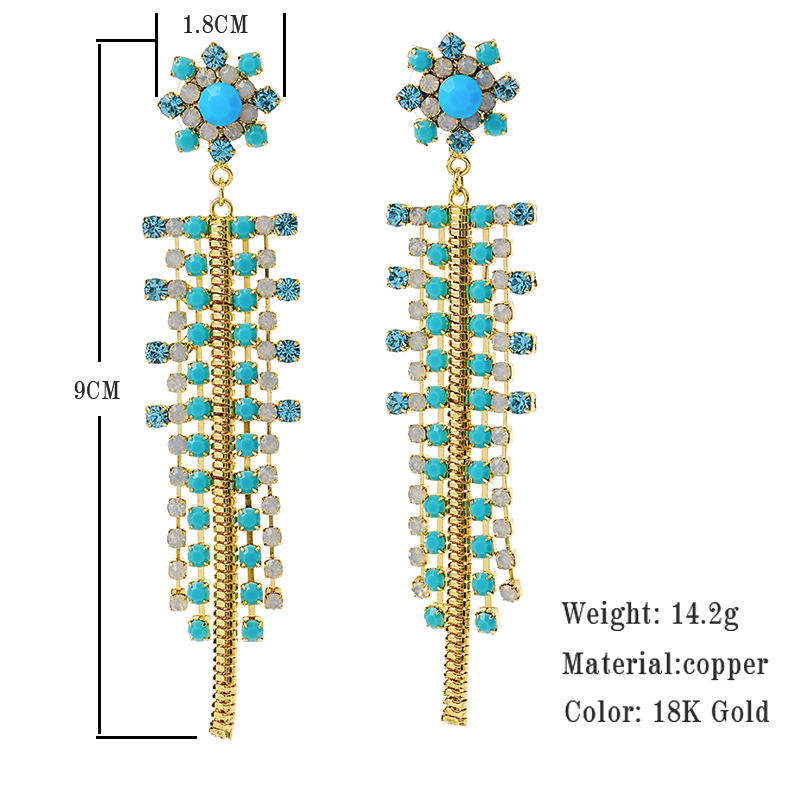 Vacation Bohemian Beach Tassel Flower Copper Plating Inlay Zircon 18k Gold Plated Drop Earrings display picture 2