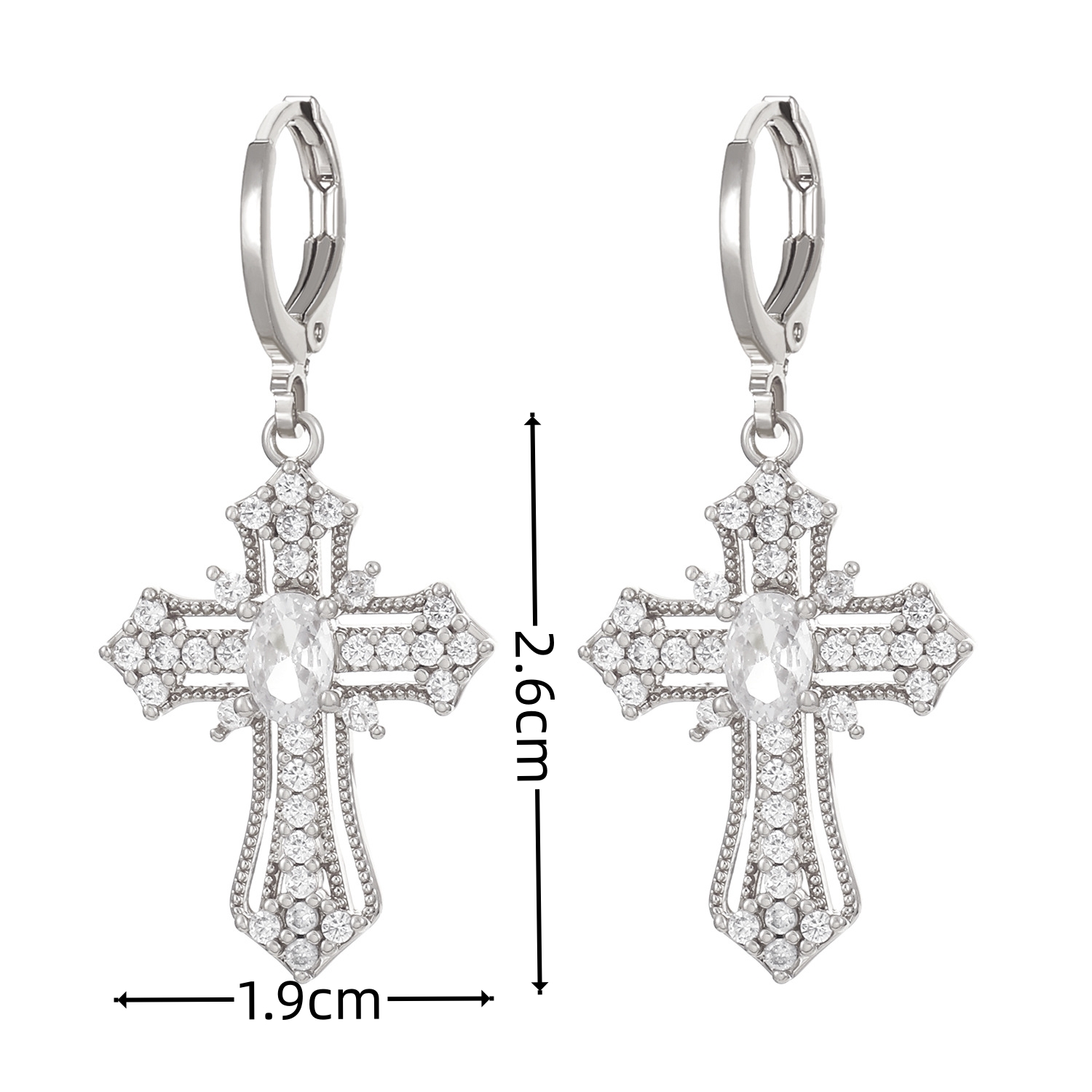 1 Pair Ig Style Classic Style Cross Plating Inlay Copper Zircon White Gold Plated Gold Plated Drop Earrings display picture 7