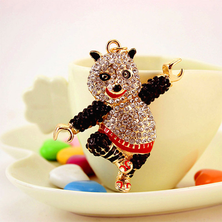 Cute Panda Alloy Inlaid Zircon Unisex Bag Pendant Keychain display picture 1