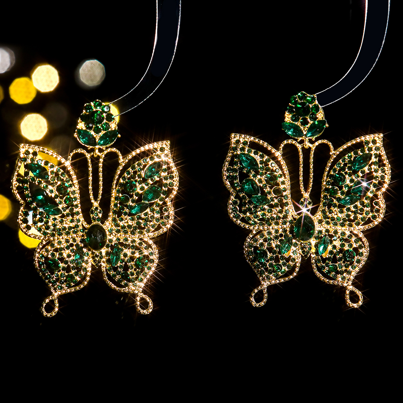 1 Pair Ig Style Exaggerated Butterfly Inlay Alloy Rhinestones Zircon Drop Earrings display picture 3