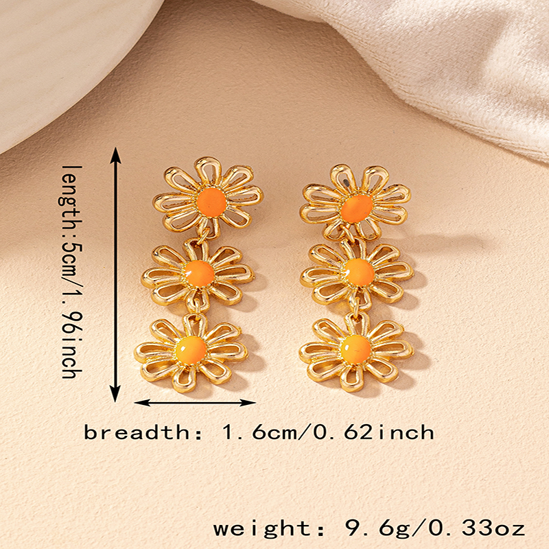 1 Pair Vacation Sweet Flower Ferroalloy Drop Earrings display picture 2