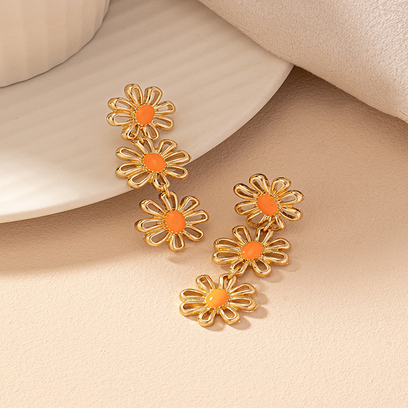 1 Pair Vacation Sweet Flower Ferroalloy Drop Earrings display picture 4