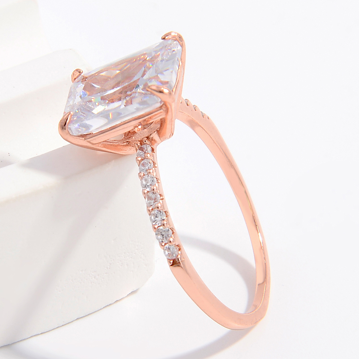 Simple Style Shiny Rectangle Sterling Silver Plating Inlay Zircon 14k Gold Plated Rose Gold Plated White Gold Plated Rings display picture 2