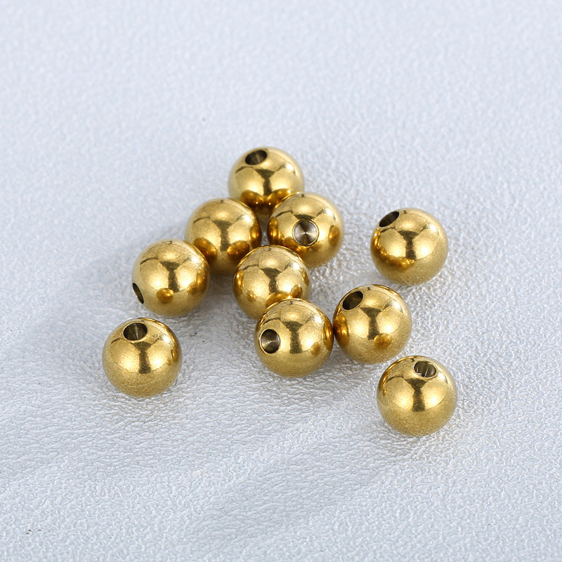 1 Set Diameter 8mm Stainless Steel 18K Gold Plated Round Polished Beads display picture 3