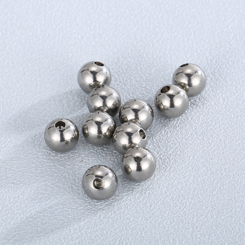 1 Set Diameter 8mm Stainless Steel 18K Gold Plated Round Polished Beads display picture 4