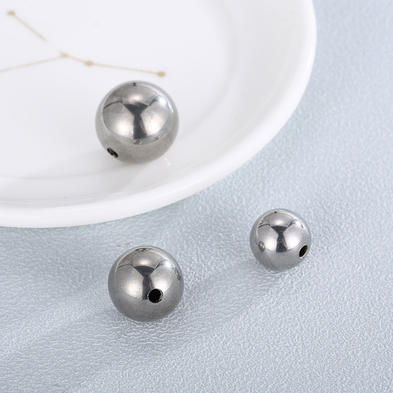 10 Pieces Diameter 10mm Diameter 12mm Diameter 14mm Stainless Steel Solid Color Polished Beads display picture 2