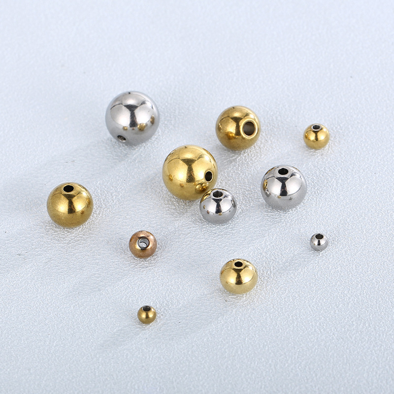10 Pieces Diameter 4mm Diameter 5mm Diameter 8mm Stainless Steel 18K Gold Plated Round Polished Beads display picture 1