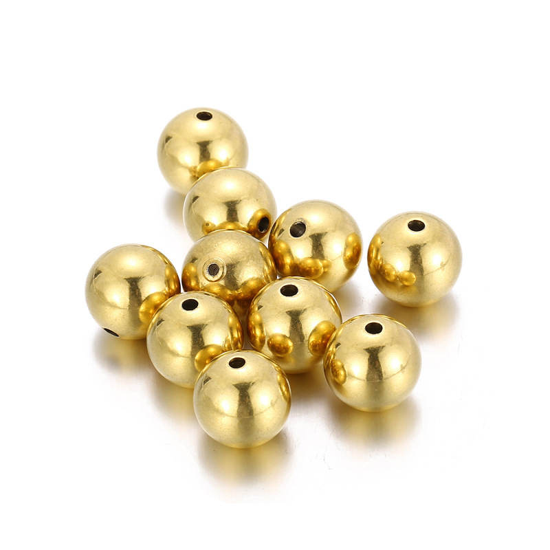10 Pieces Diameter 4mm Diameter 5mm Diameter 8mm Stainless Steel 18K Gold Plated Round Polished Beads display picture 7
