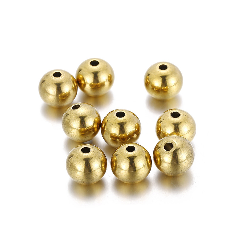 10 Pieces Diameter 4mm Diameter 5mm Diameter 8mm Stainless Steel 18K Gold Plated Round Polished Beads display picture 9
