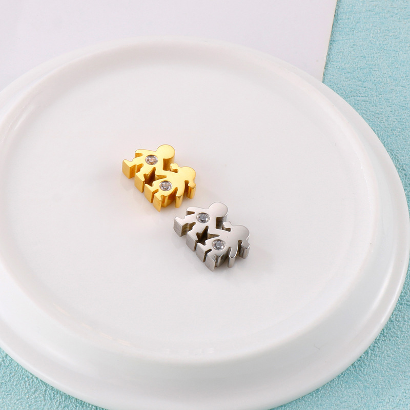 1 Piece 12 * 9mm 13 * 9mm 14 * 10mm Stainless Steel Rhinestones 18K Gold Plated Solid Color Pendant display picture 5