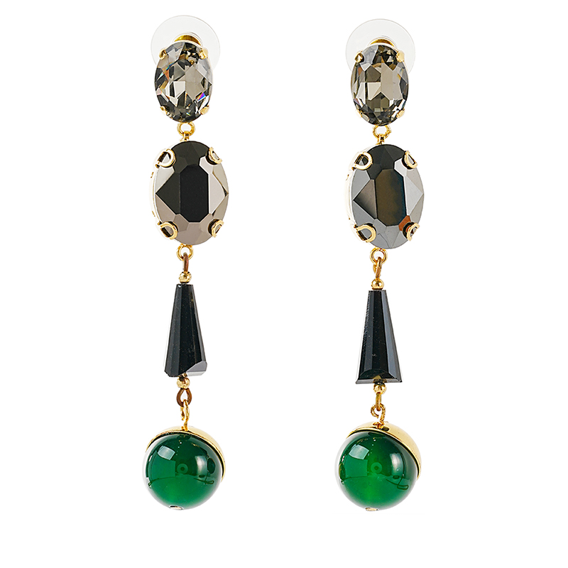 1 Pair Retro Water Droplets Plating Inlay Copper Glass Bead Glass Stone 18k Gold Plated Drop Earrings display picture 1