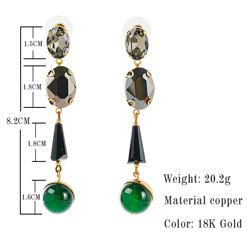 1 Pair Retro Water Droplets Plating Inlay Copper Glass Bead Glass Stone 18k Gold Plated Drop Earrings display picture 2