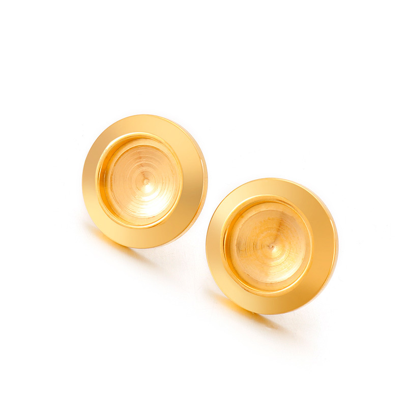 1 Pair Simple Style Round Plating Stainless Steel 18K Gold Plated Ear Studs display picture 8