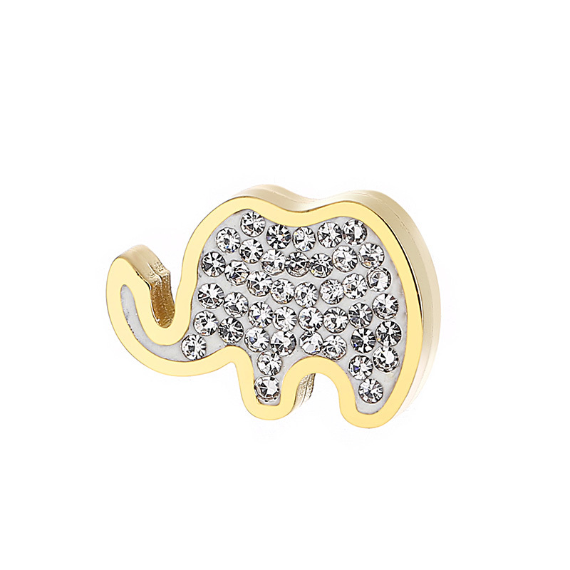 1 Piece 15 * 10mm Stainless Steel Rhinestones 18K Gold Plated Elephant Pendant display picture 1