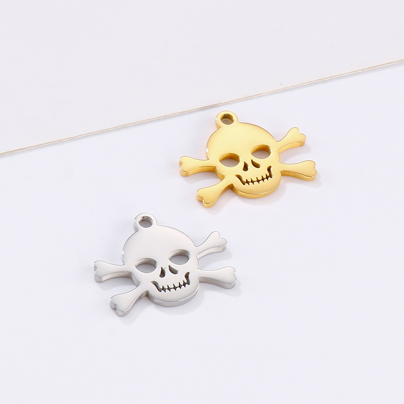 1 Piece Stainless Steel 18K Gold Plated Skull display picture 2