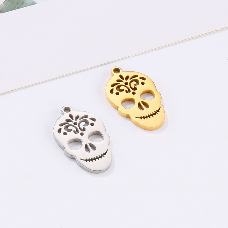 1 Piece Stainless Steel 18K Gold Plated Skull display picture 2