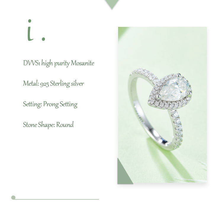 Classical Solid Color Sterling Silver Hollow Out Inlay Moissanite Rhodium Plated Silver Plated Rings display picture 1