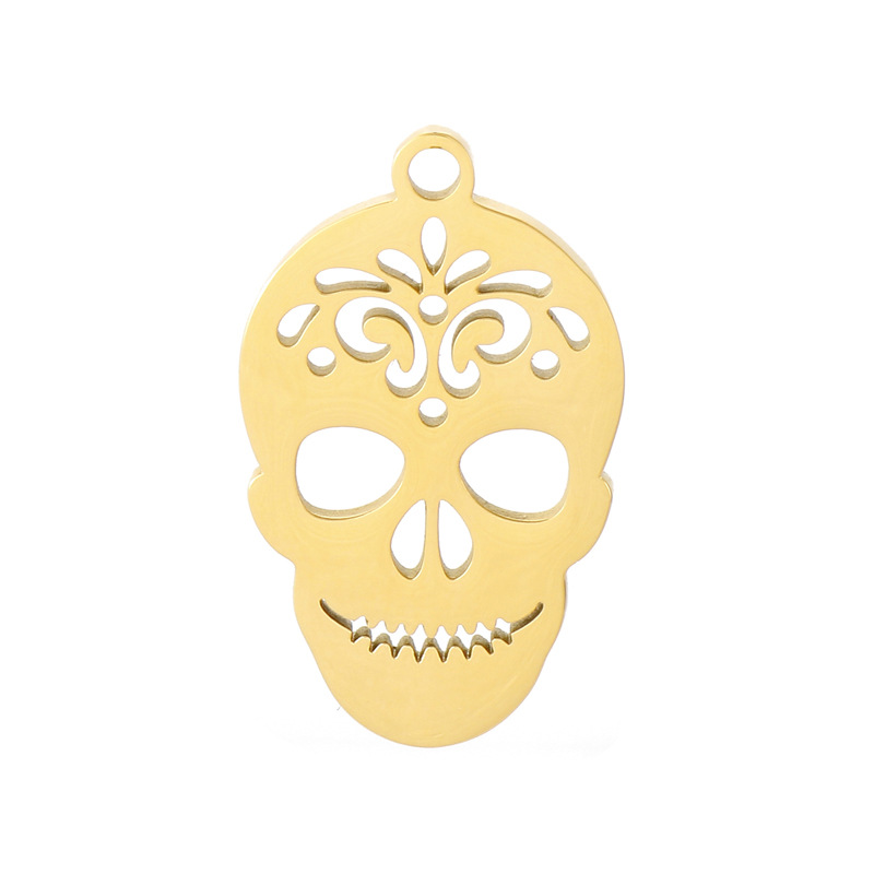 1 Piece Stainless Steel 18K Gold Plated Skull display picture 5