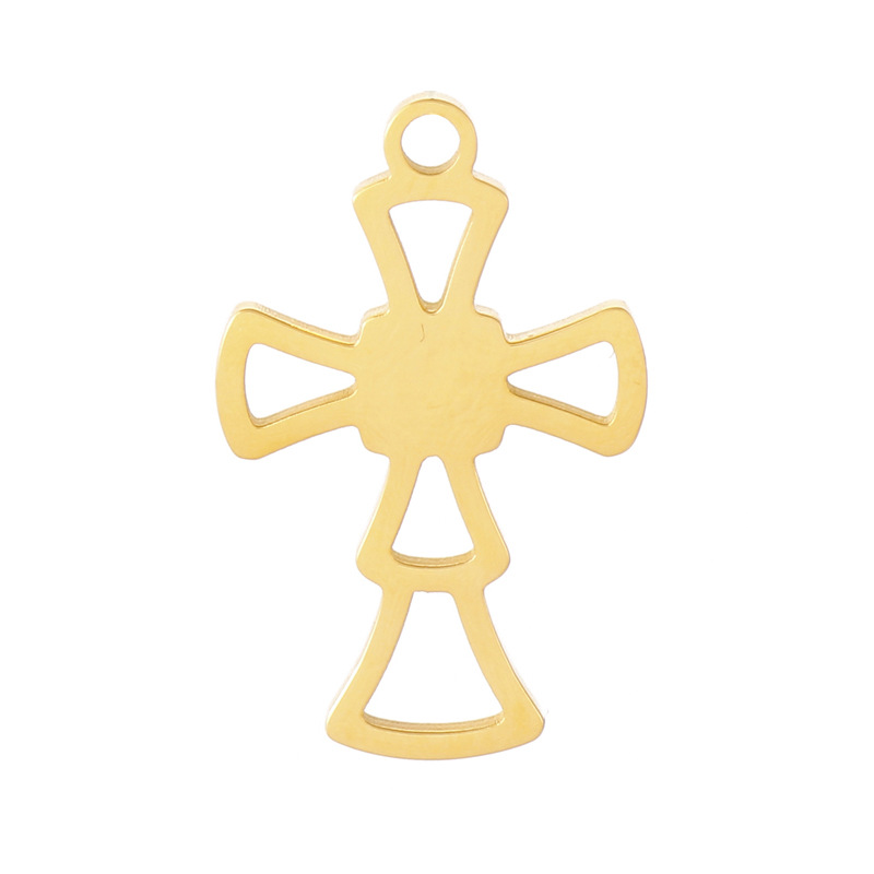 1 Piece Stainless Steel 18K Gold Plated Cross display picture 2