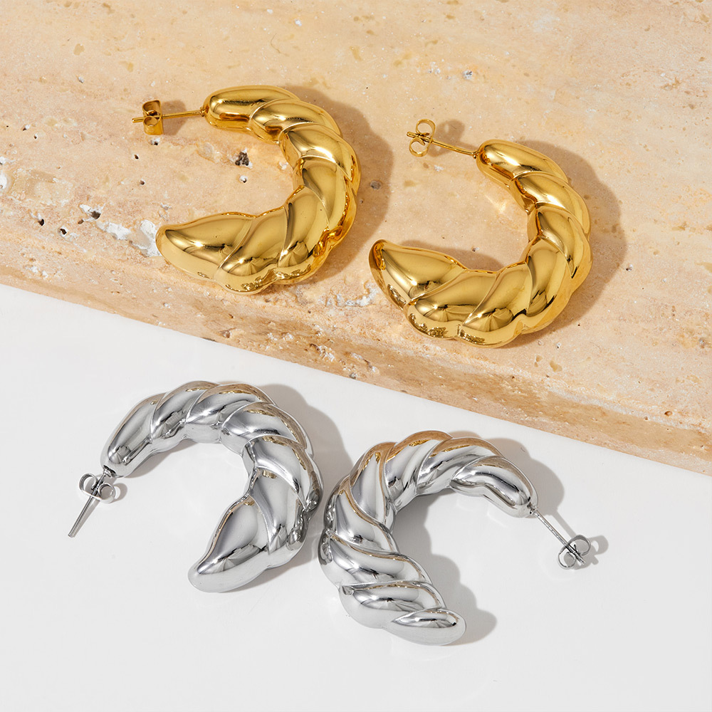 1 Pair Simple Style Solid Color Plating 304 Stainless Steel 16K Gold Plated White Gold Plated Gold Plated Ear Studs display picture 3