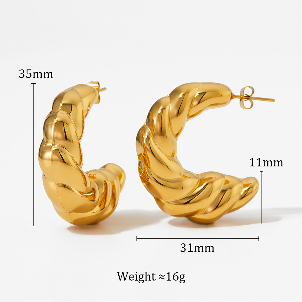 1 Pair Simple Style Solid Color Plating 304 Stainless Steel 16K Gold Plated White Gold Plated Gold Plated Ear Studs display picture 5
