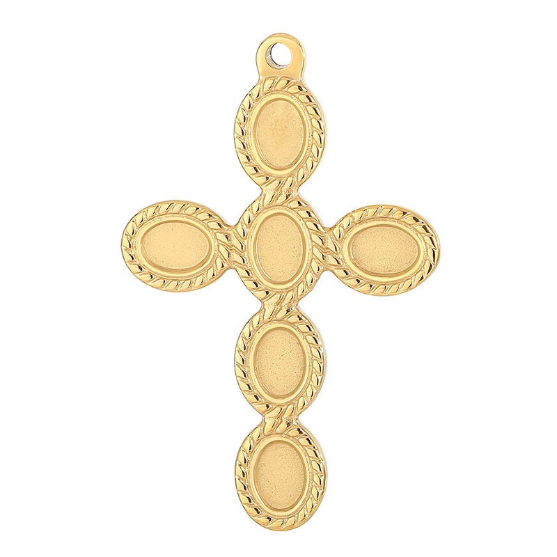 1 Piece Stainless Steel 18K Gold Plated Cross Pendant display picture 5