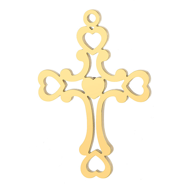 1 Piece Stainless Steel 18K Gold Plated Cross Heart Shape Pendant display picture 4