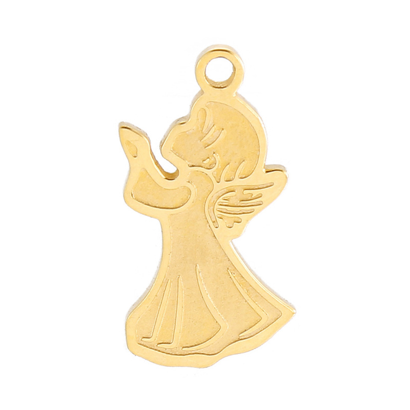 1 Piece Stainless Steel 18K Gold Plated Portrait Of Virgin Mary Angel Pendant display picture 6