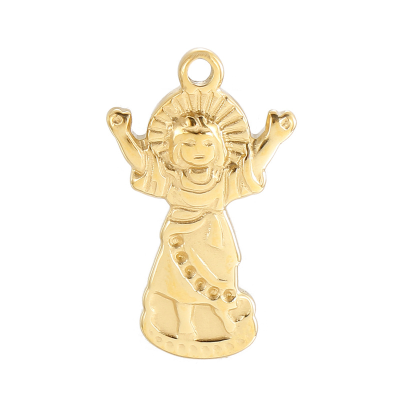 1 Piece Stainless Steel 18K Gold Plated Portrait Of Virgin Mary Angel Pendant display picture 8