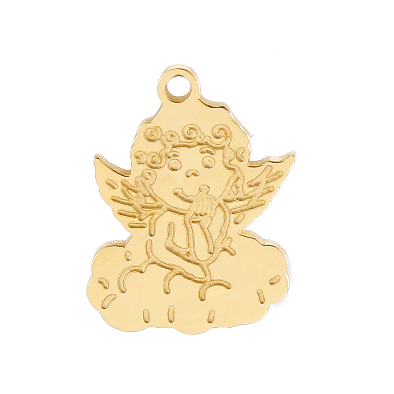 1 Piece Stainless Steel 18K Gold Plated Portrait Of Virgin Mary Angel Pendant display picture 9