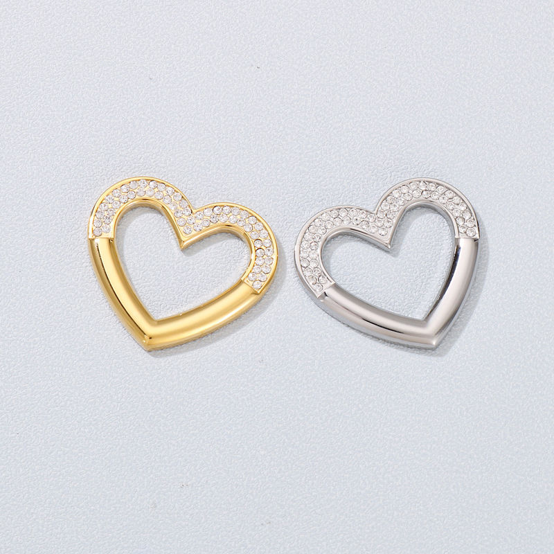 1 Piece Stainless Steel Zircon 18K Gold Plated Heart Shape display picture 1