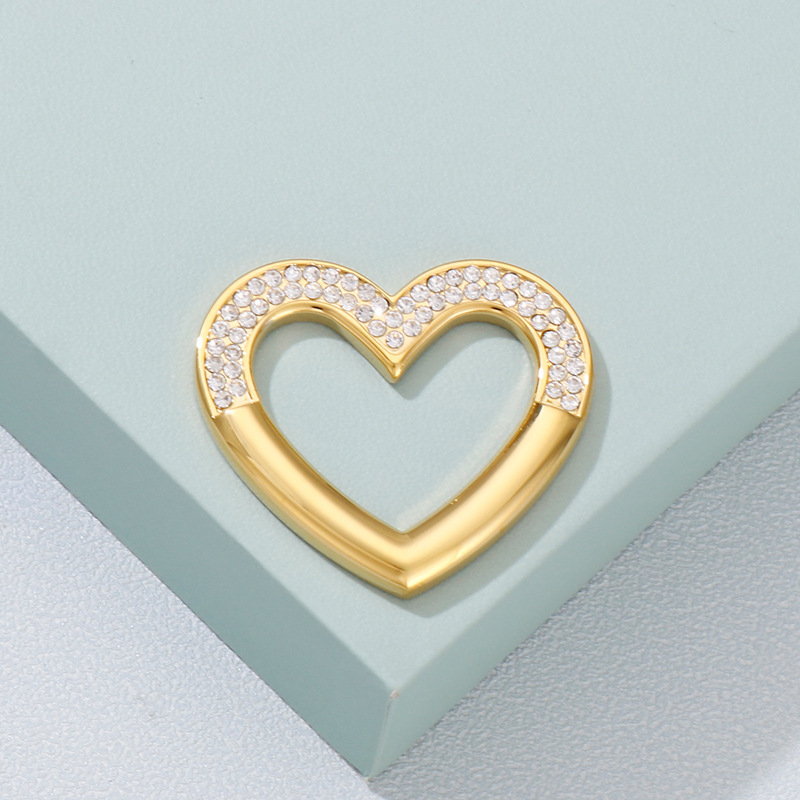 1 Piece Stainless Steel Zircon 18K Gold Plated Heart Shape display picture 4