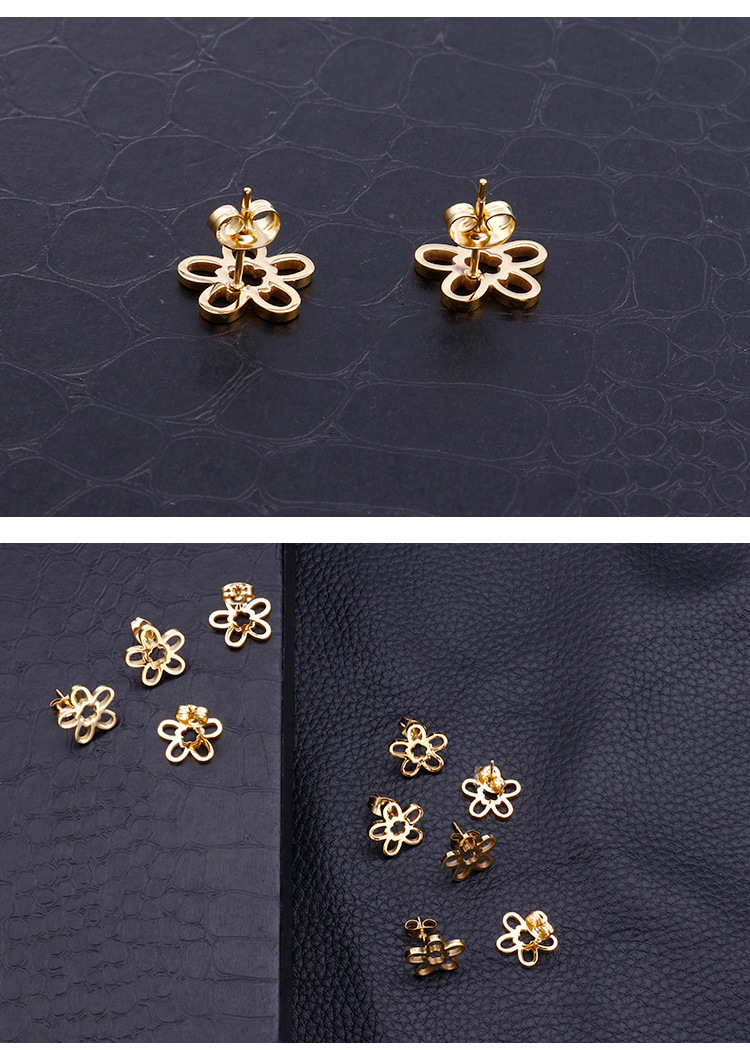 1 Pair Simple Style Flower Plating Stainless Steel 18K Gold Plated Ear Studs display picture 1